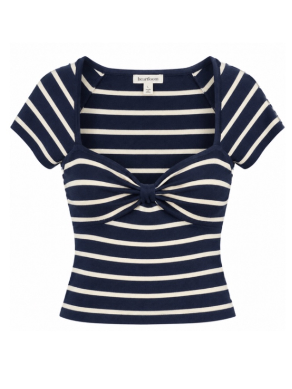 Heartloom Navy & Cream Striped Twist Front Top Size L